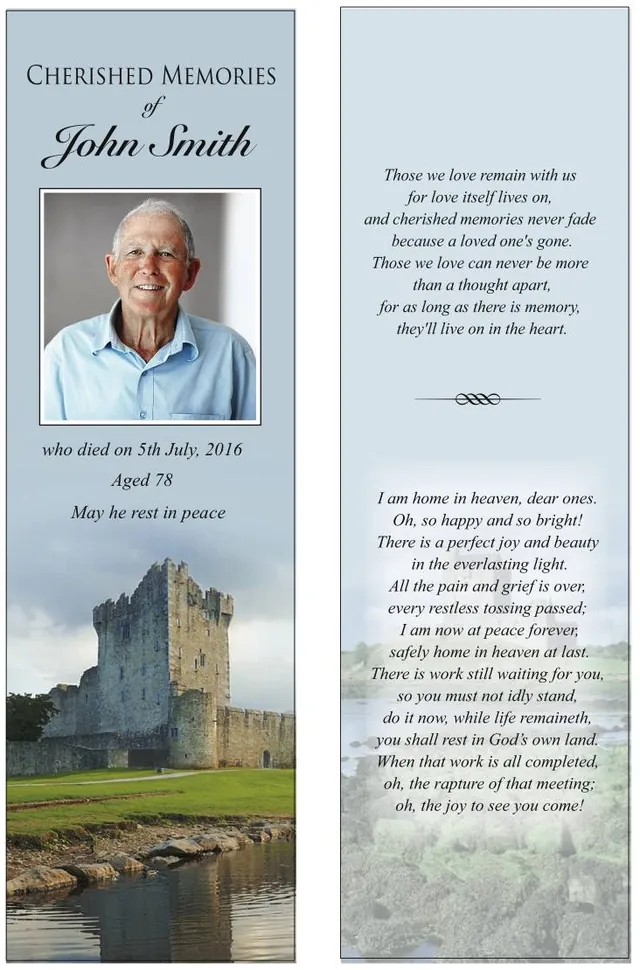 Irish / Celtic Memorial Bookmark - Code BMI010, Bookmark design