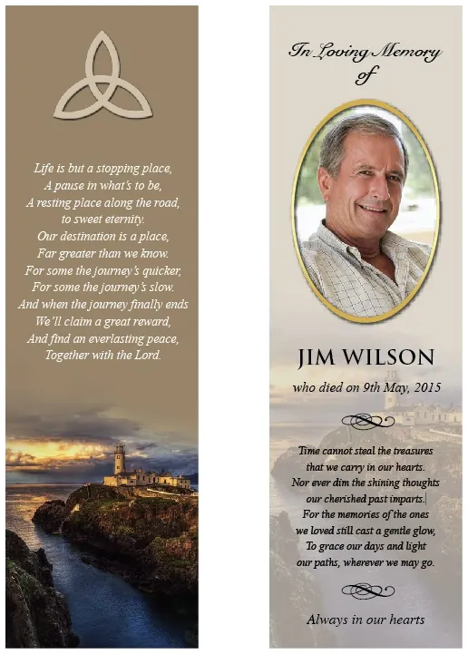 Irish / Celtic Memorial Bookmark - Code BMI018, Bookmark design