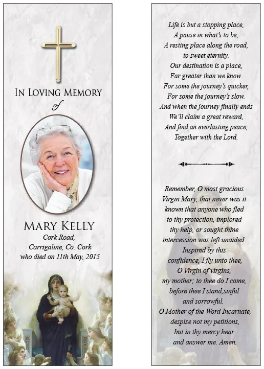 Memorial Bookmark - BMR059, Bookmark design