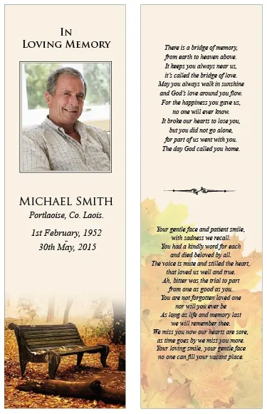 Nature / Scenic Memorial Bookmark - Code BMN004, Bookmark design