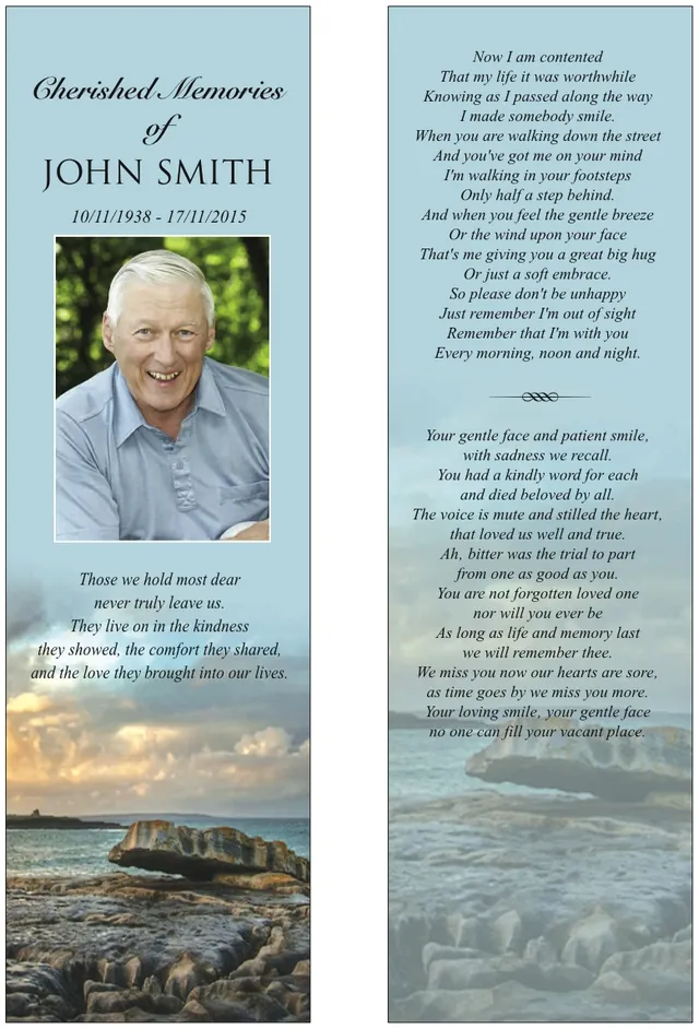 Memorial Bookmark - BMN006, Bookmark design