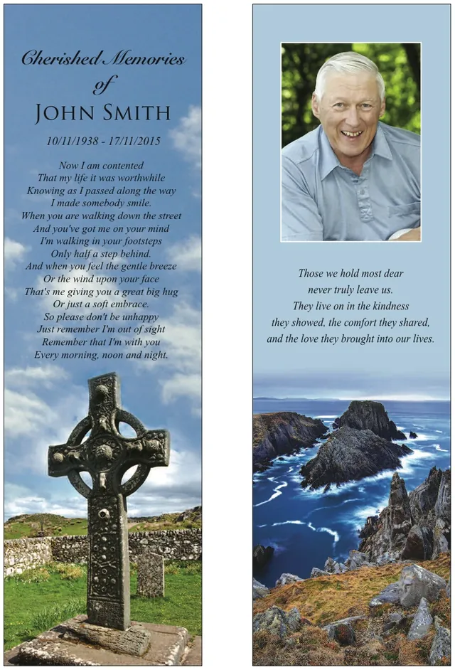 Irish / Celtic Memorial Bookmark - Code BMI008, Bookmark design