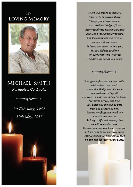 Memorial Bookmark - BMR001, Bookmark design