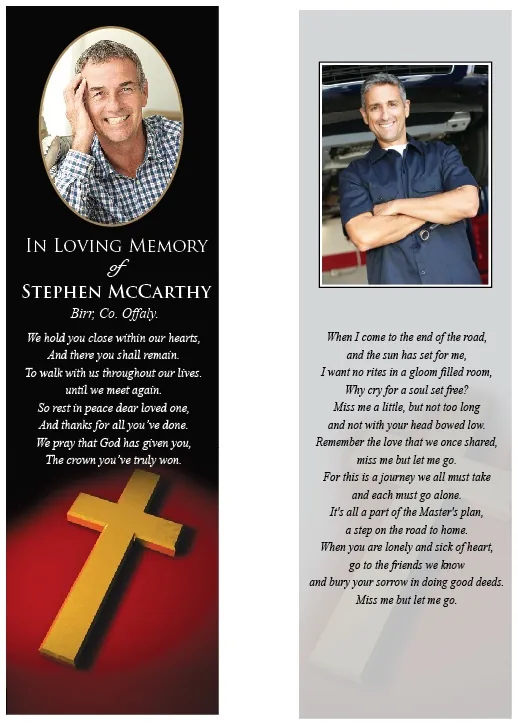 Memorial Bookmark - BMR012, Bookmark design