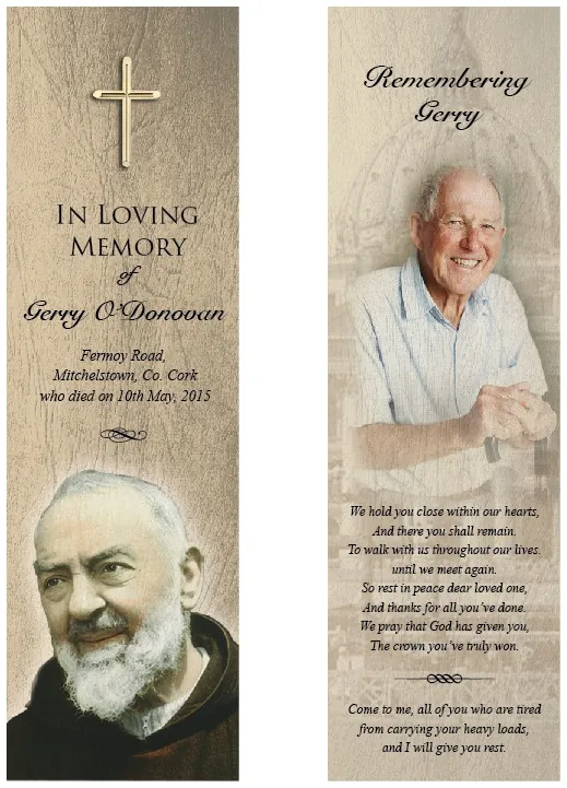 Religious Memorial Bookmark - Code BMR014, Bookmark design