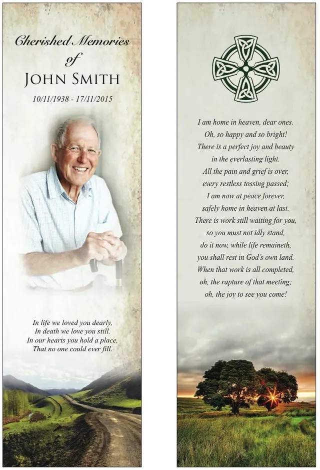 Irish / Celtic Memorial Bookmark - Code BMI003, Bookmark design