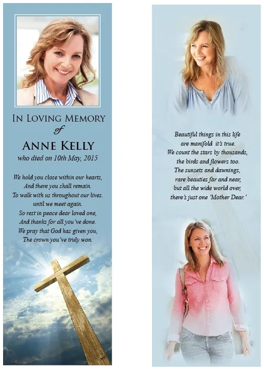 Religious Memorial Bookmark - Code BMR007, Bookmark design