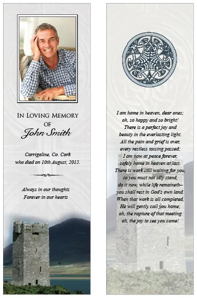 Irish / Celtic Memorial Bookmark - Code BMI020, Bookmark design