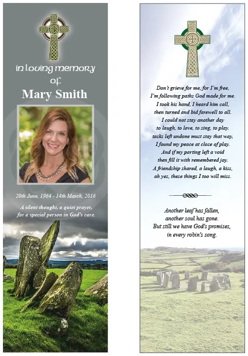Memorial Bookmark - BMI021, Memorial card design