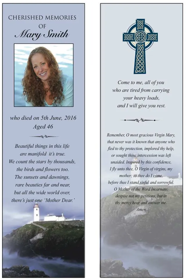 Memorial Bookmark - BMI023, Memorial card design