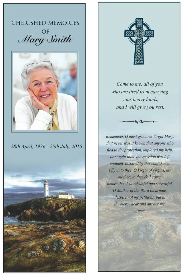 Memorial Bookmark - BMI024, Memorial card design