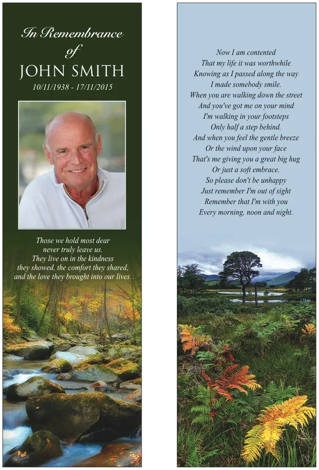 Memorial Bookmark - BMN010, Bookmark design