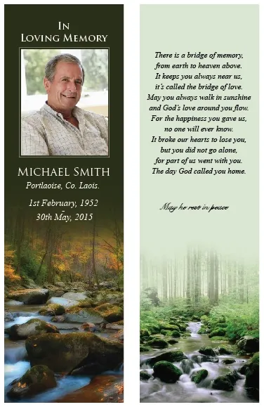 Nature / Scenic Memorial Bookmark  - Code BMN014, Bookmark design