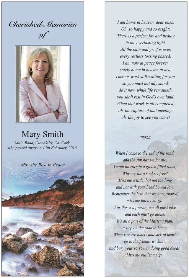 Memorial Bookmark - BMN027, Bookmark design