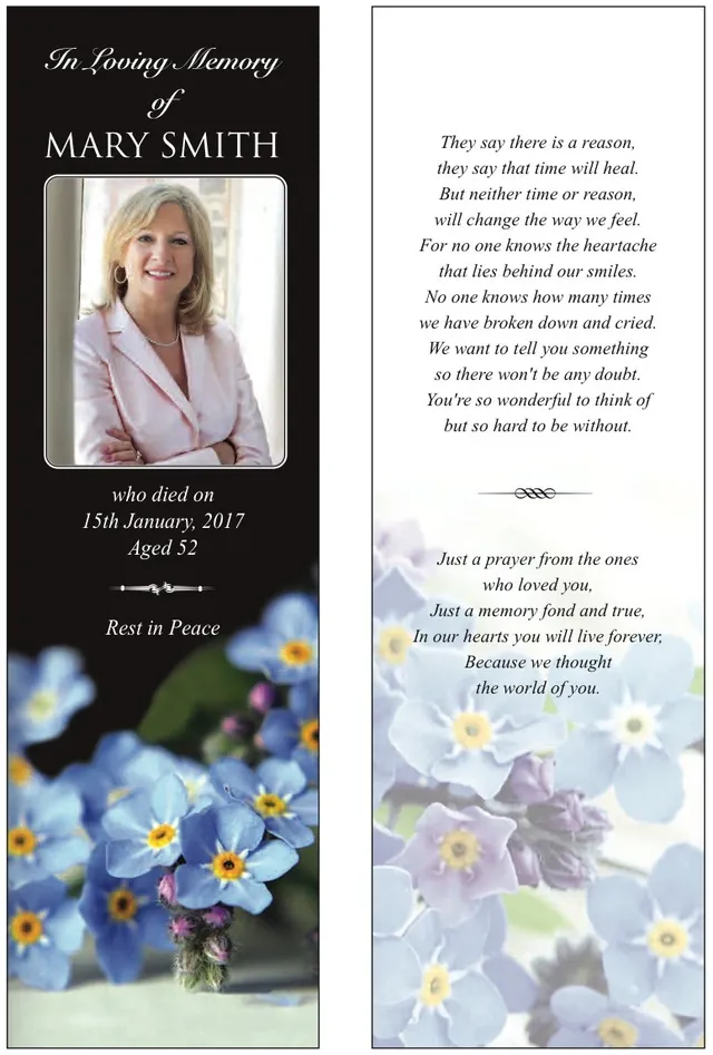 BMN031 - Memorial Bookmark, Bookmark design