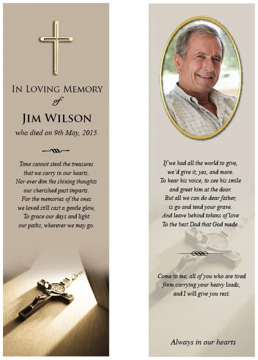 Memorial Bookmark - BMR010, Bookmark design