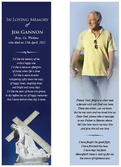 Religious Memorial Bookmark - Code BMR016, Bookmark design