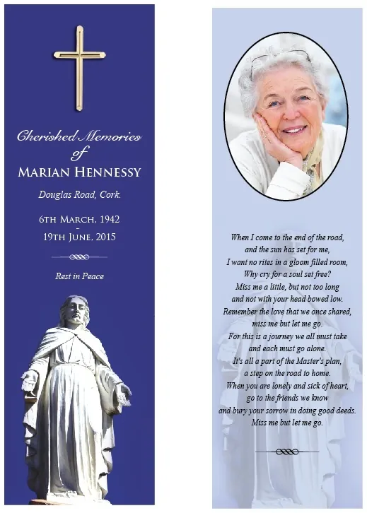 Memorial Bookmark - BMR058, Bookmark design