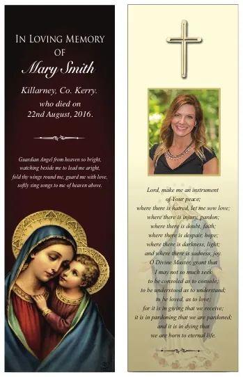 Memorial Bookmark - BMR020, Bookmark design