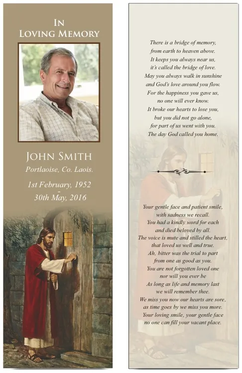 Memorial Bookmark - BMR023, Bookmark design