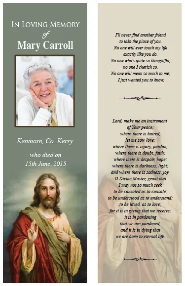 Memorial Bookmark - BMR024, Bookmark design