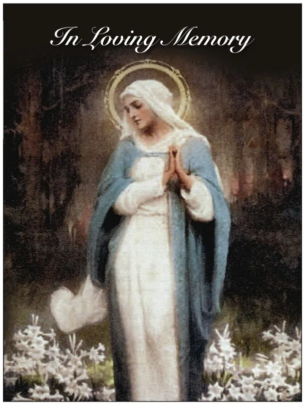 Our Lady Among the Flowers - Chambers - MCR032, Memorial card design