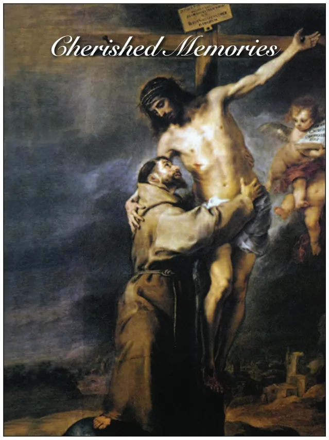 St. Francis Embracing The Crucified Christ - Murillo - MCR037, Memorial card design