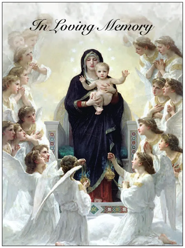 Queen of Angels - Bouguereau - MCR040, Memorial card design